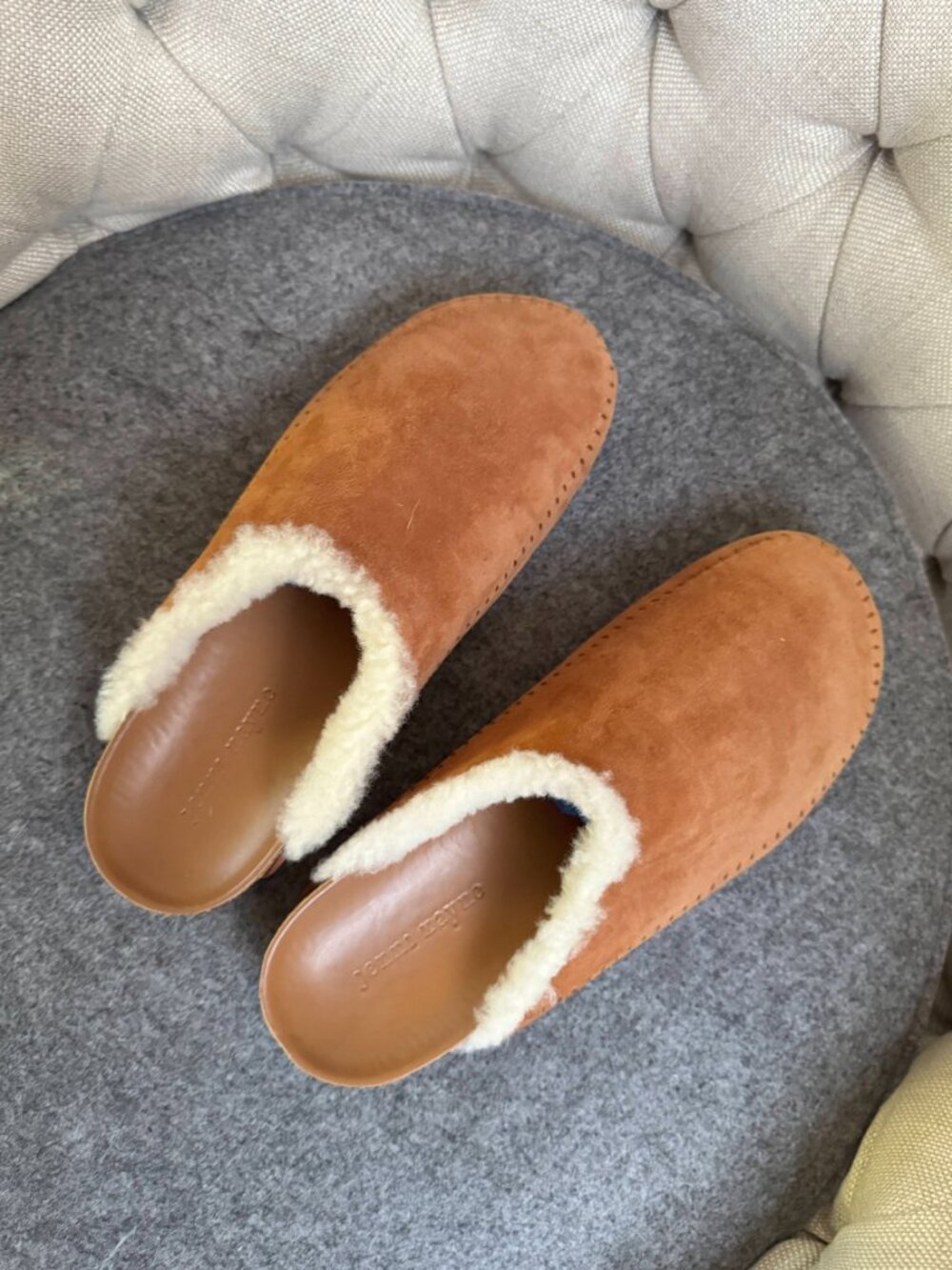Jenni Kayne Shearling-Lined Moc Clog in Saddle Suede